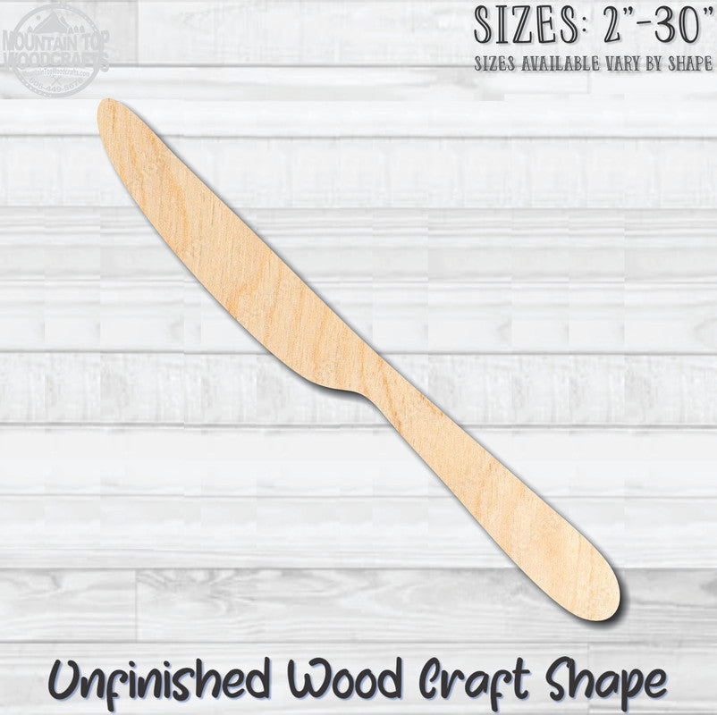 Knife Silverware Kitchen Unfinished Wood Shape Blank Laser Engraved Cutout Woodcraft Craft Supply