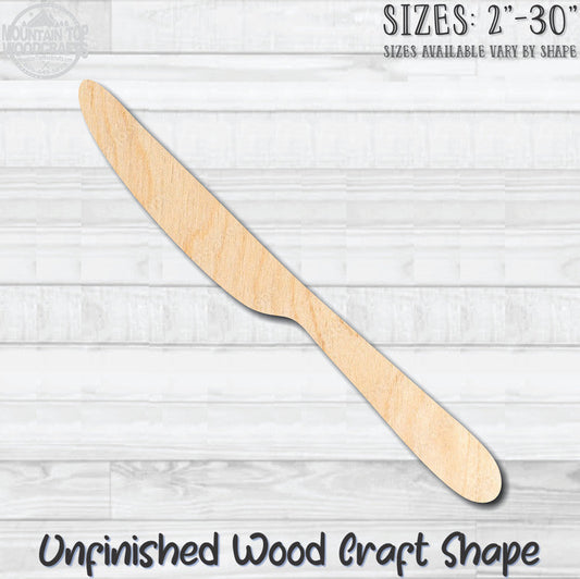 Knife Silverware Kitchen Unfinished Wood Shape Blank Laser Engraved Cutout Woodcraft Craft Supply