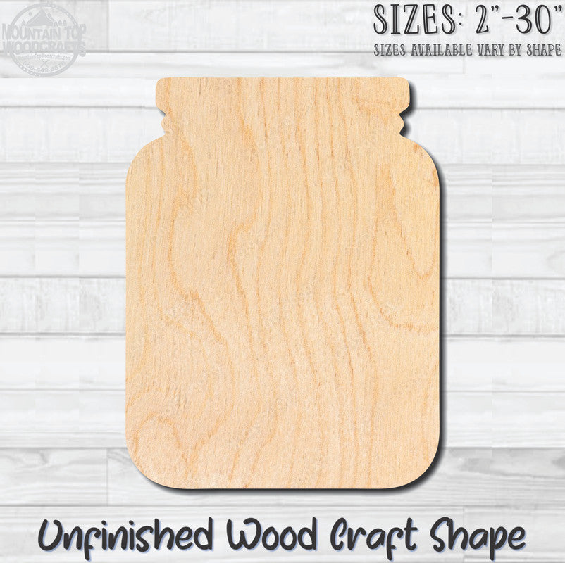 Mason Jar 2 Canister Vase Unfinished Wood Shape Blank Laser Engraved Cutout Woodcraft Craft Supply