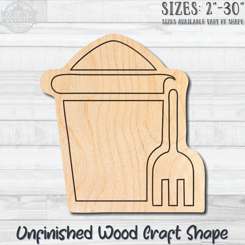 Sand Bucket Pail Unfinished Wood Shape Blank Laser Engraved Cut Out Woodcraft Craft Supply