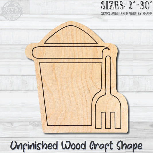 Sand Bucket Pail Unfinished Wood Shape Blank Laser Engraved Cut Out Woodcraft Craft Supply