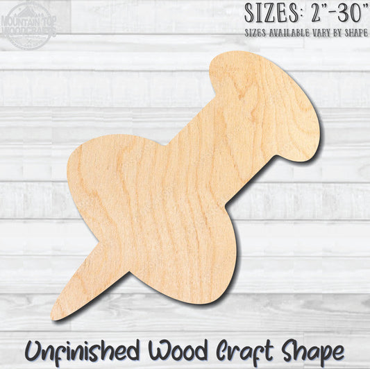 Push Pin Unfinished Wood Shape Blank Laser Engraved Cut Out Woodcraft Craft Supply