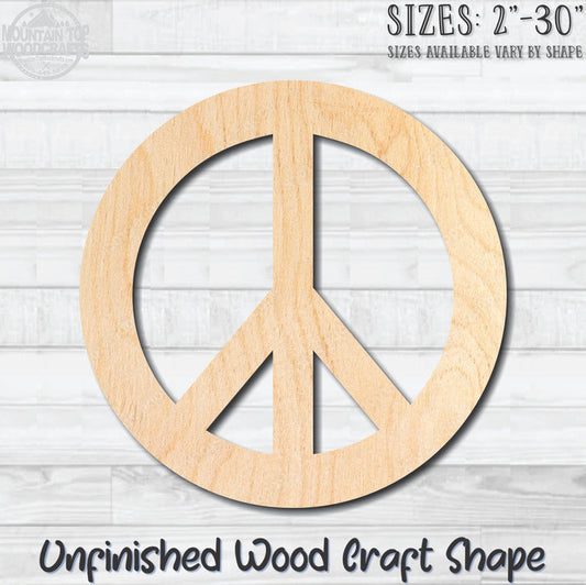 Peace Sign Unfinished Wood Shape Blank Laser Engraved Cutout Woodcraft Craft Supply