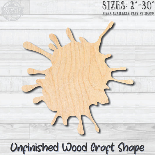 Paint Splat 4 Unfinished Wood Shape Blank Laser Engraved Cutout Woodcraft Craft Supply