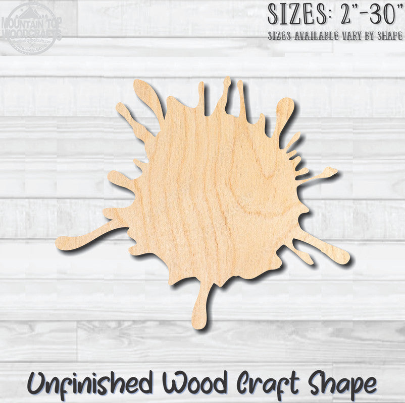 Paint Splat 5 Unfinished Wood Shape Blank Laser Engraved Cutout Woodcraft Craft Supply
