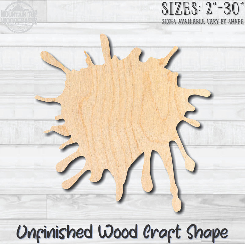 Paint Splat 6 Unfinished Wood Shape Blank Laser Engraved Cutout Woodcraft Craft Supply