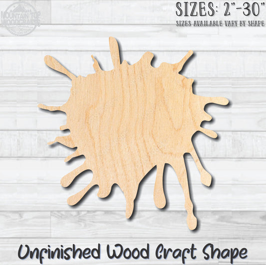 Paint Splat 6 Unfinished Wood Shape Blank Laser Engraved Cutout Woodcraft Craft Supply