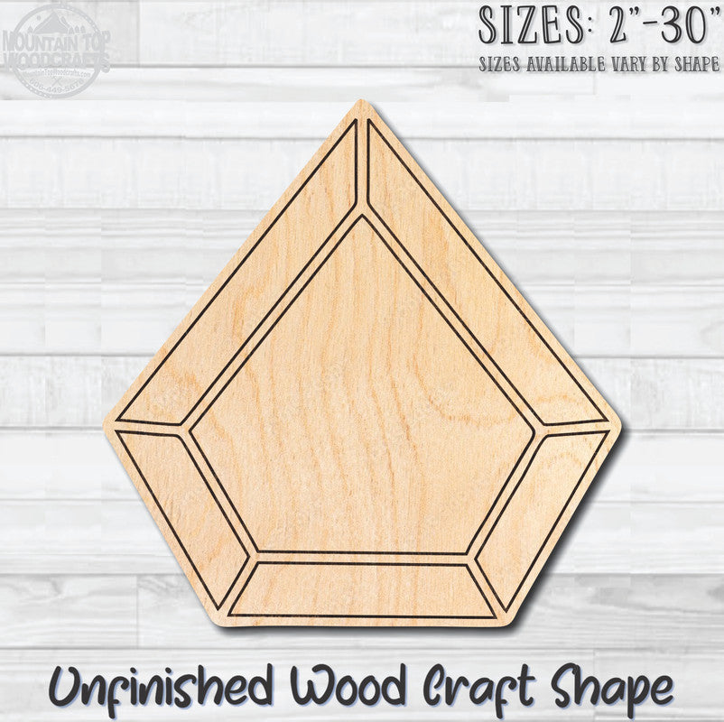 Gemstone Diamond 6 Unfinished Wood Shape Blank Laser Engraved Cutout Woodcraft Craft Supply
