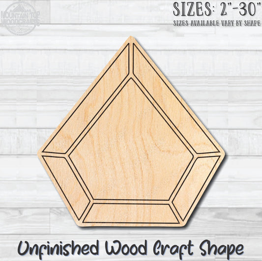 Gemstone Diamond 6 Unfinished Wood Shape Blank Laser Engraved Cutout Woodcraft Craft Supply