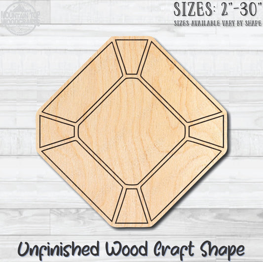 Gemstone Diamond 7 Unfinished Wood Shape Blank Laser Engraved Cutout Woodcraft Craft Supply