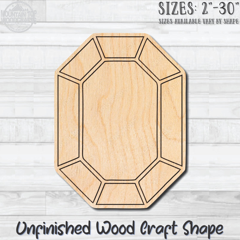 Gemstone Diamond 9 Unfinished Wood Shape Blank Laser Engraved Cutout Woodcraft Craft Supply