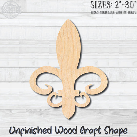 Fleurdelis 12 Fleur de lis Unfinished Wood Shape Blank Laser Engraved Cutout Woodcraft Craft Supply