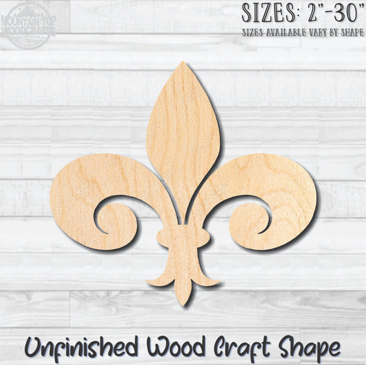 Fleurdelis 1 Fleur de lis Unfinished Wood Shape Blank Laser Engraved Cutout Woodcraft Craft Supply