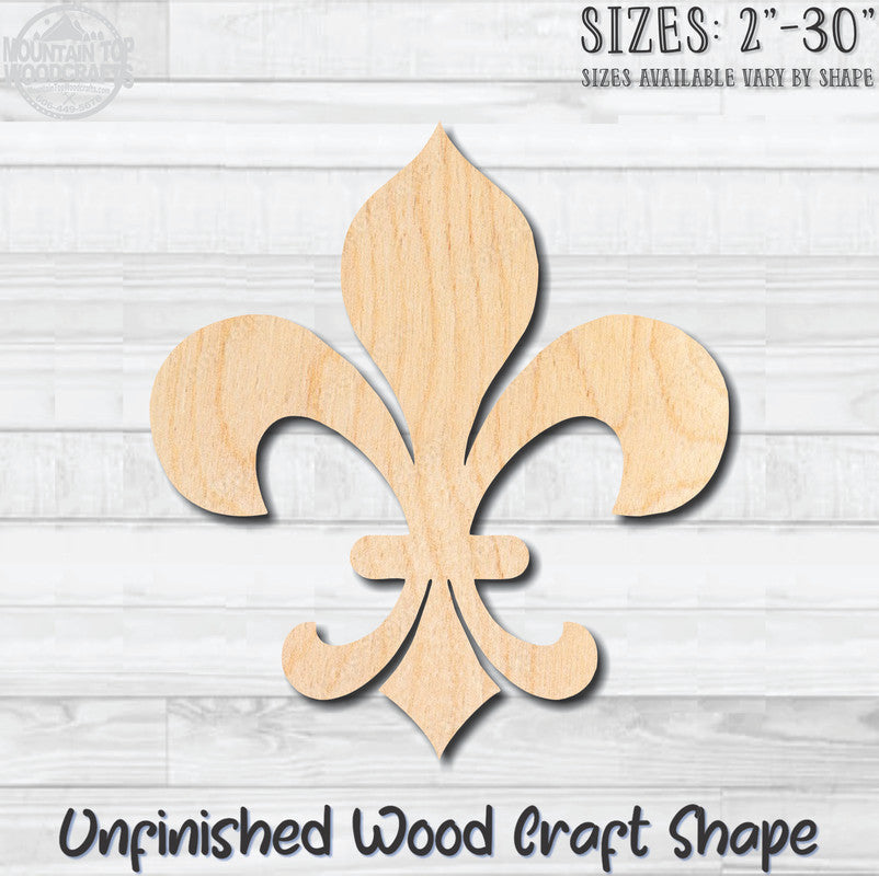 Fleurdelis 3 Fleur de lis Unfinished Wood Shape Blank Laser Engraved Cutout Woodcraft Craft Supply