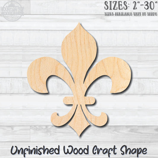 Fleurdelis 3 Fleur de lis Unfinished Wood Shape Blank Laser Engraved Cutout Woodcraft Craft Supply