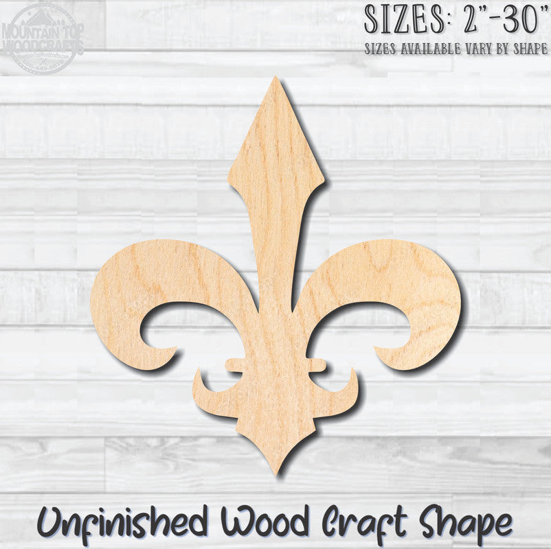 Fleurdelis 4 Fleur de lis Unfinished Wood Shape Blank Laser Engraved Cutout Woodcraft Craft Supply