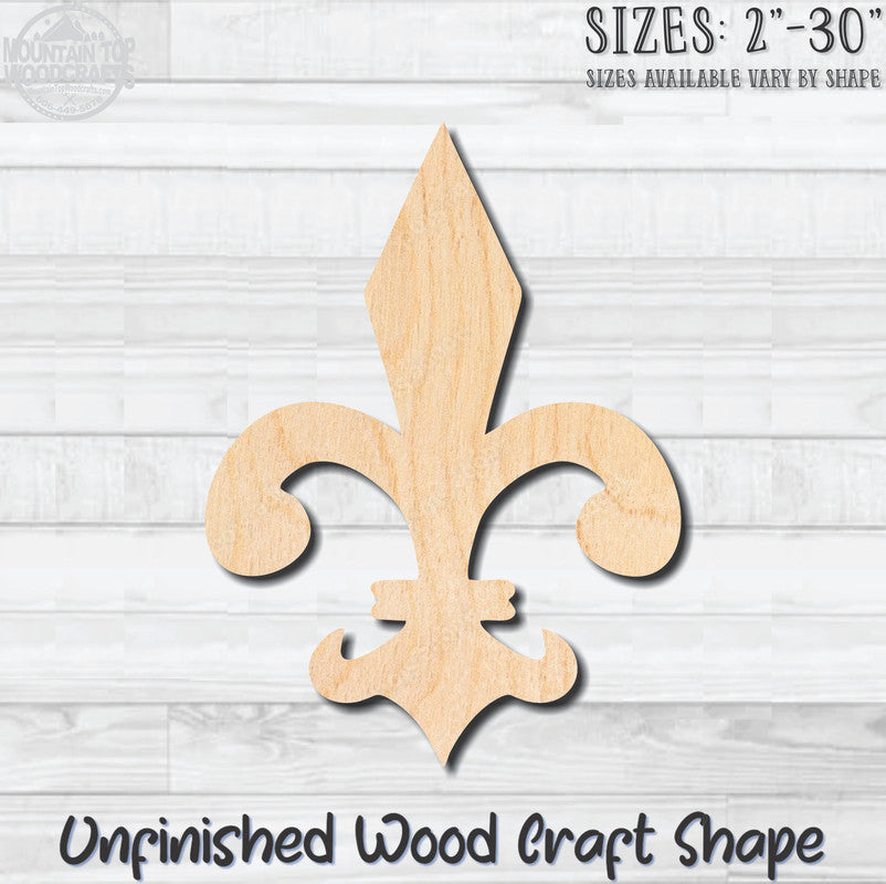 Fleurdelis 5 Fleur de lis Unfinished Wood Shape Blank Laser Engraved Cutout Woodcraft Craft Supply
