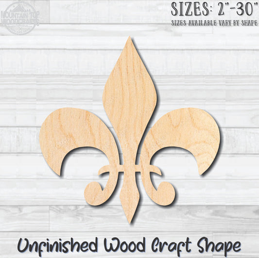 Fleurdelis 6 Fleur de lis Unfinished Wood Shape Blank Laser Engraved Cutout Woodcraft Craft Supply