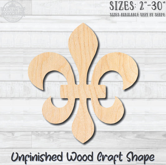 Fleurdelis 7 Fleur de lis Unfinished Wood Shape Blank Laser Engraved Cutout Woodcraft Craft Supply