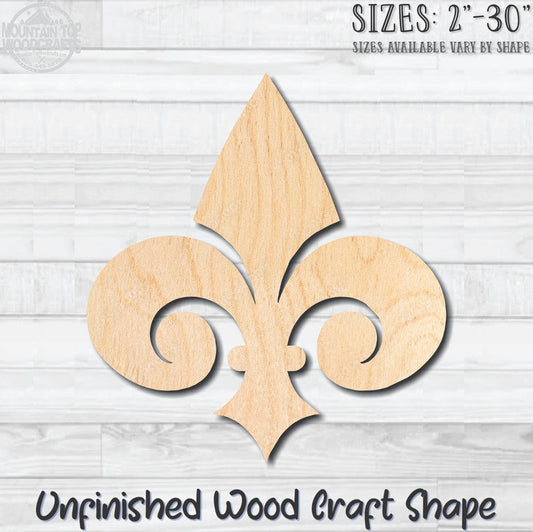 Fleurdelis 9 Fleur de lis Unfinished Wood Shape Blank Laser Engraved Cutout Woodcraft Craft Supply