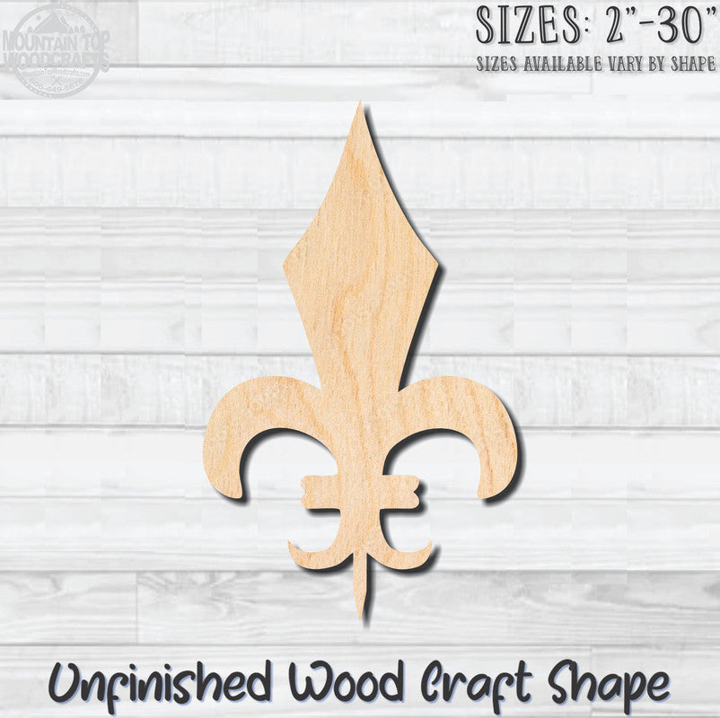 Fleurdelis 11 Fleur de lis Unfinished Wood Shape Blank Laser Engraved Cutout Woodcraft Craft Supply