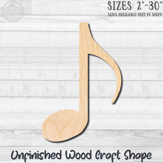 Music Note 8th Unfinished Wood Shape Blank Laser Engraved Cutout Woodcraft Craft Supply