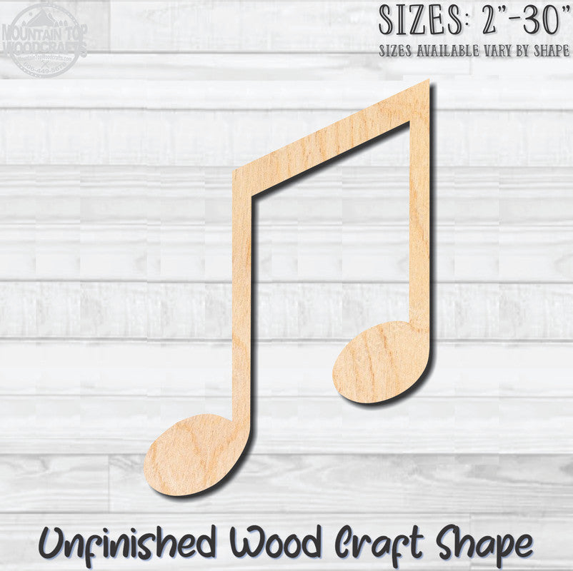 Double 8th Music Note Unfinished Wood Shape Blank Laser Engraved Cutout Woodcraft Craft Supply