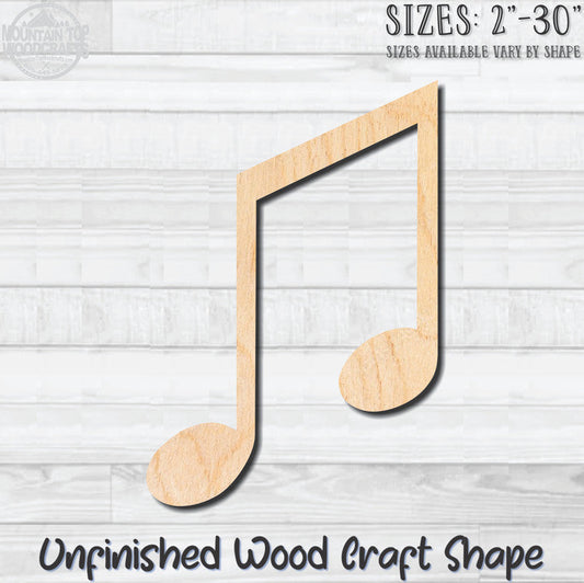 Double 8th Music Note Unfinished Wood Shape Blank Laser Engraved Cutout Woodcraft Craft Supply