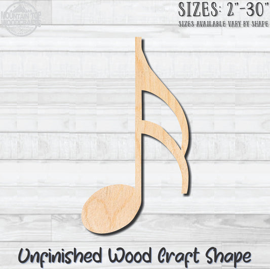 Music Note 16th  Unfinished Wood Shape Blank Laser Engraved Cutout Woodcraft Craft Supply