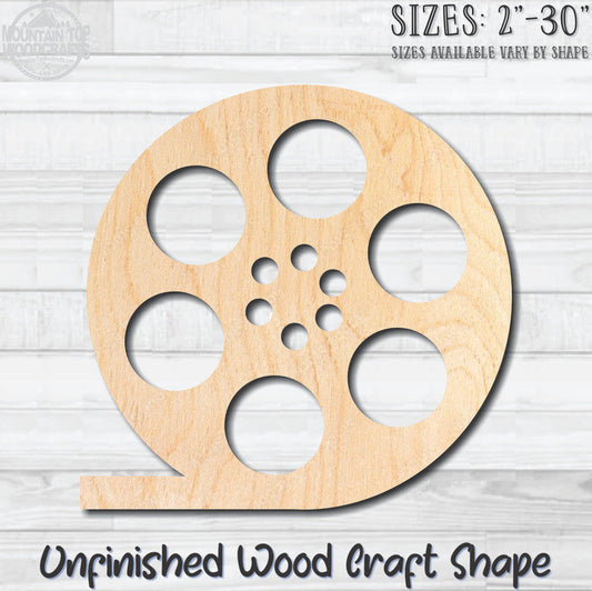 Movie Reel Unfinished Wood Shape Blank Laser Engraved Cutout Woodcraft Craft Supply