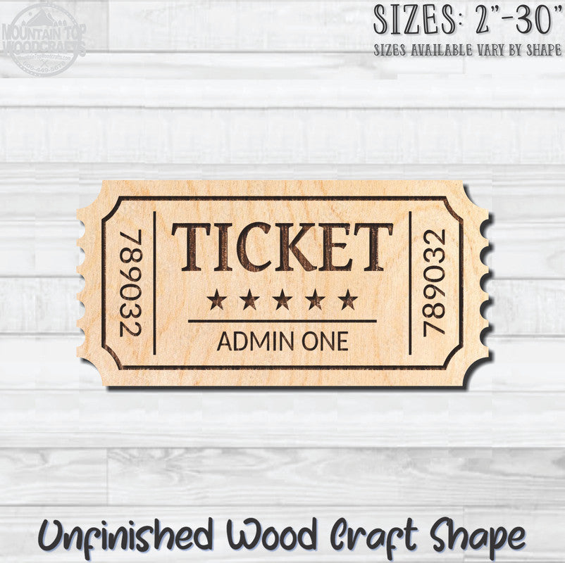 Ticket Raffle Unfinished Wood Shape Blank Laser Engraved Cutout Woodcraft Craft Supply