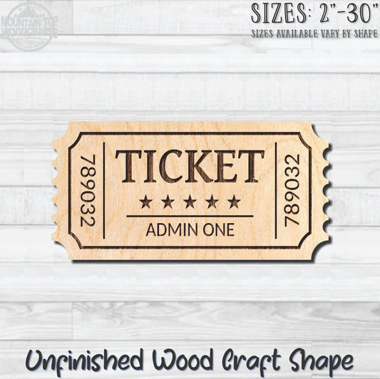 Ticket Raffle Unfinished Wood Shape Blank Laser Engraved Cutout Woodcraft Craft Supply