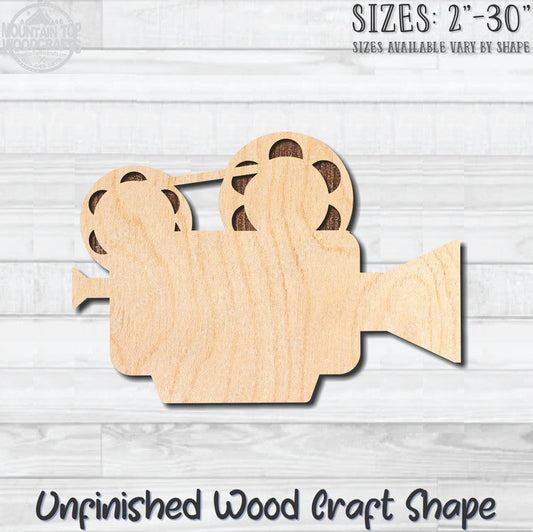 Movie Camera Unfinished Wood Shape Blank Laser Engraved Cutout Woodcraft Craft Supply