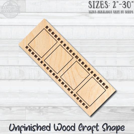 Movie Film Unfinished Wood Shape Blank Laser Engraved Cutout Woodcraft Craft Supply