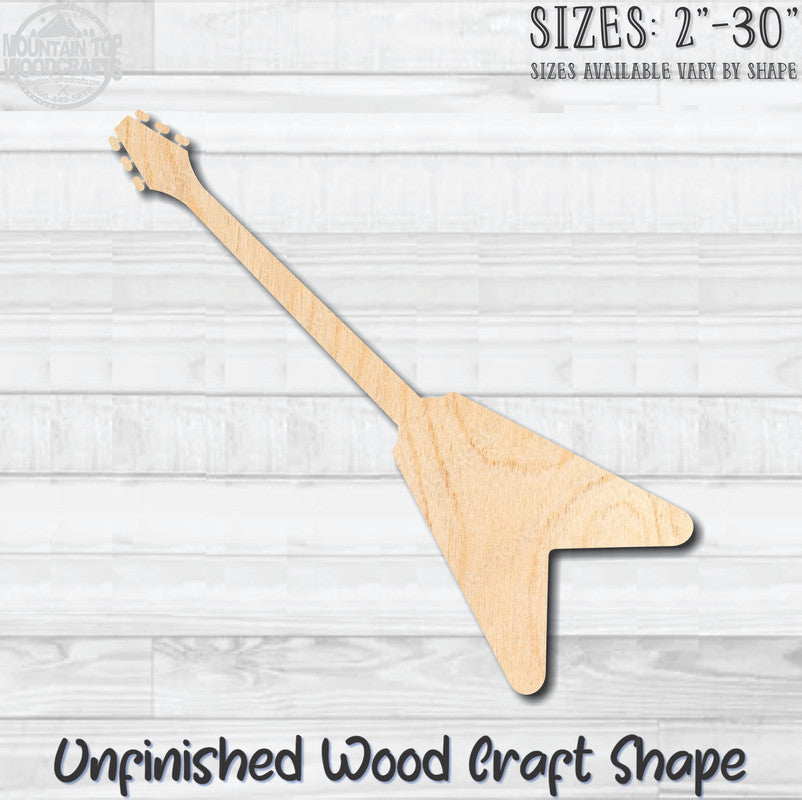 Guitar 4 Unfinished Wood Shape Blank Laser Engraved Cutout Woodcraft Craft Supply