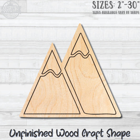 Mountains Unfinished Wood Shape Blank Laser Engraved Cutout Woodcraft Craft Supply