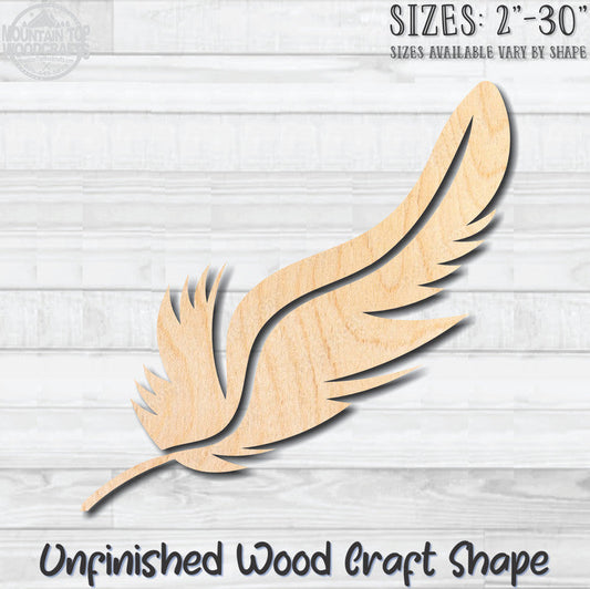 Feather 1 Unfinished Wood Shape Blank Laser Engraved Cutout Woodcraft Craft Supply