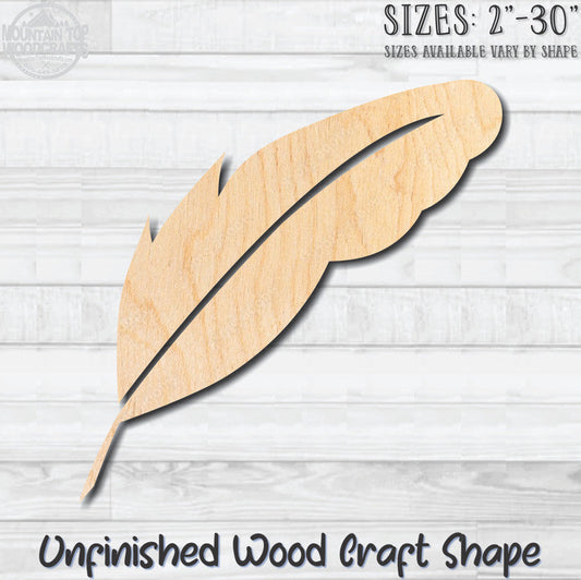 Feather 2 Unfinished Wood Shape Blank Laser Engraved Cutout Woodcraft Craft Supply