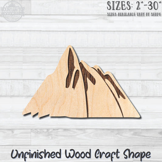 Mountain Range 2 Unfinished Wood Shape Blank Laser Engraved Cutout Woodcraft Craft Supply