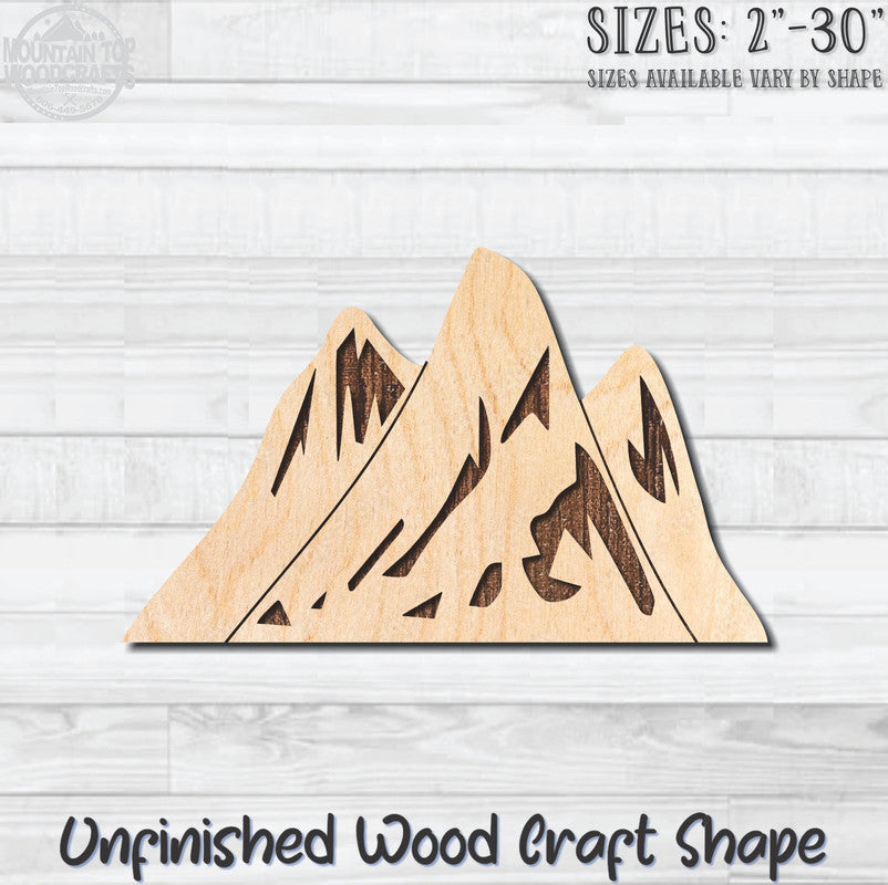 Mountain Range 4 Unfinished Wood Shape Blank Laser Engraved Cutout Woodcraft Craft Supply