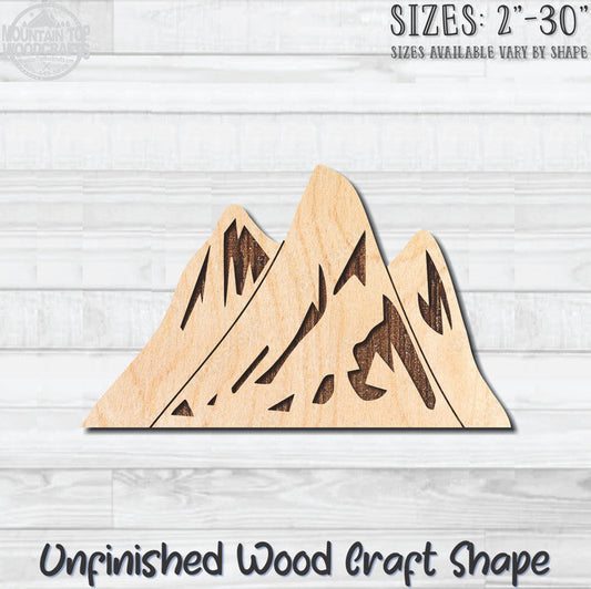Mountain Range 4 Unfinished Wood Shape Blank Laser Engraved Cutout Woodcraft Craft Supply
