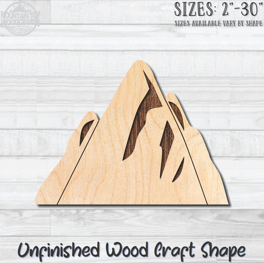 Mountain Range 5 Unfinished Wood Shape Blank Laser Engraved Cutout Woodcraft Craft Supply