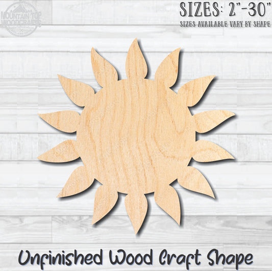 Sun Sunshine 1 Unfinished Wood Shape Blank Laser Engraved Cutout Woodcraft Craft Supply
