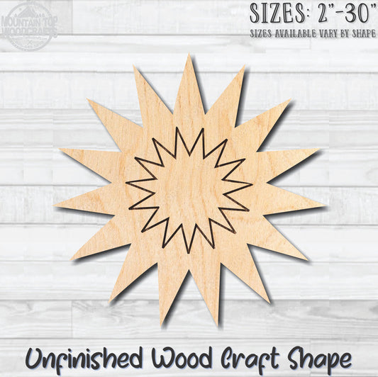 Sun Sunshine 2 Unfinished Wood Shape Blank Laser Engraved Cutout Woodcraft Craft Supply