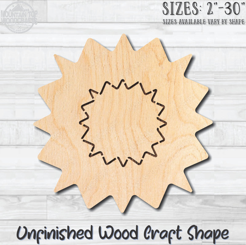 Sun Sunshine 3 Unfinished Wood Shape Blank Laser Engraved Cutout Woodcraft Craft Supply