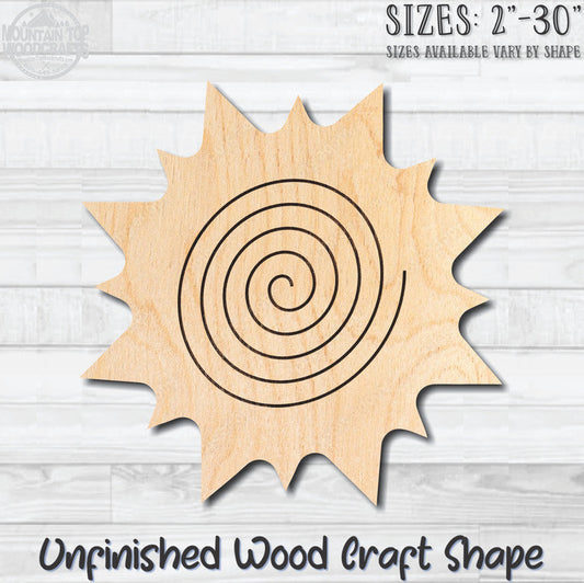 Sun Sunshine 9 Unfinished Wood Shape Blank Laser Engraved Cutout Woodcraft Craft Supply
