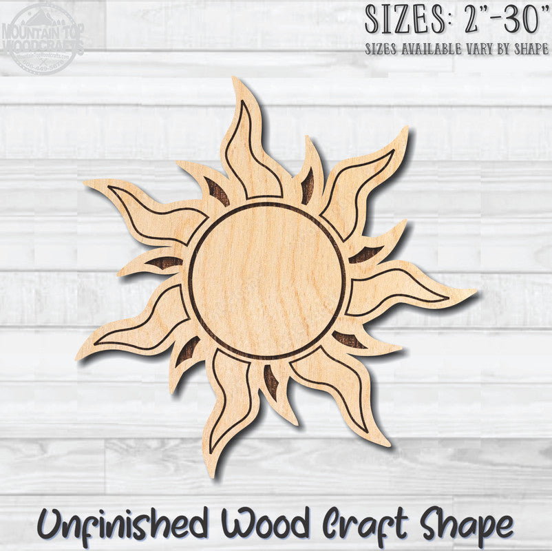 Sun Sunshine 11 Unfinished Wood Shape Blank Laser Engraved Cutout Woodcraft Craft Supply