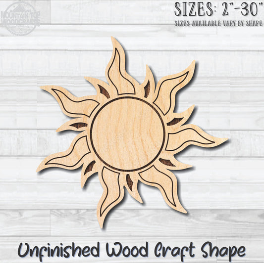 Sun Sunshine 11 Unfinished Wood Shape Blank Laser Engraved Cutout Woodcraft Craft Supply