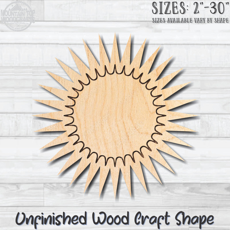 Sun Sunshine 13 Unfinished Wood Shape Blank Laser Engraved Cutout Woodcraft Craft Supply