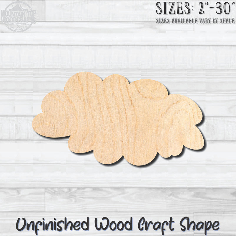 Cloud 1 Unfinished Wood Shape Blank Laser Engraved Cutout Woodcraft Craft Supply